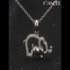 Dainty White Sapphire 925 Sterling Silver Mom with Baby Elephant Necklace - Joancee.com