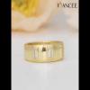 Yellow Gold Emerald Cut White Sapphire 925 Sterling Silver Men's Band - Joancee.com