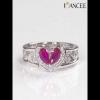 Pear Cut Ruby 925 Sterling Silver Heart Shape Engagement Ring - Joancee.com