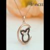 Rose Gold Round Cut Black Sapphire 925 Sterling Silver Owl Necklace - Joancee.com