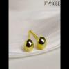 Joancee Classic Yellow Gold Round Ball Sterling Silver Stud Earrings