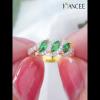 Gold Marquise Cut Emerald 925 Sterling Silver 3-Stone Engagement Ring - Joancee.com