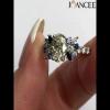 Oval Cut White Sapphire 925 Sterling Silver Cluster Engagement Ring - Joancee.com