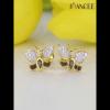 Gold White and Black Sapphire 925 Sterling Silver Bee Stud Earrings - Joancee.com