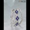 Round Cut Blue Sapphire 925 Sterling Silver Three Stones Bridal Sets - Joancee.com