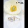 Round Cut White Sapphire 925 Sterling Silver Two Tone Halo Bridal Sets - Joancee.com
