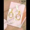 Baguette White Sapphire 925 Sterling Silver Yellow Gold Drop Earrings - Joancee.com