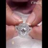 Joancee Cushion Cut White Sapphire 925 Sterling Silver Double Halo Engagement Ring