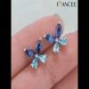 Blue Sapphire and Aquamarine 925 Sterling Silver Butterfly Earrings - Joancee.com