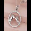 Round White Sapphire Sterling Silver Holding Hands Necklace - Joancee.com