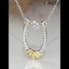 Round Cut White Sapphire 925 Sterling Silver Horseshoe Two Tone Necklace - Joancee.com