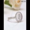 Personalized Round Birth Flower 925 Sterling Silver Signet Ring for Women - Joancee.com
