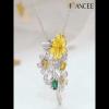 "Happy Day" Daisy Yellow Topaz 925 Sterling Silver Two Tone Necklace - Joancee.com
