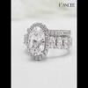 Joancee Oval Cut White Sapphire 925 Sterling Silver Halo Bridal Sets