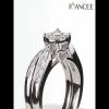 Round Cut White Sapphire Sterling Silver Halo Ring Sets - Joancee.com
