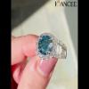 Gorgeous Round Cut Aquamarine Sterling Silver Halo Engagement Ring - Joancee.com