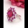 Round Cut Ruby 925 Sterling Silver Flower Cocktail Ring - Joancee.com