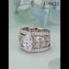 Oval Cut White Sapphire 925 Sterling Silver Stackable 3-Piece Bridal Sets - Joancee.com
