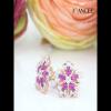 Rose Gold Pink Sapphire 925 Sterling Silver Flower Stud Earrings - Joancee.com