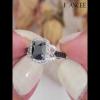 Cushion Cut Black Sapphire 925 Sterling Silver Halo Engagement Ring - Joancee.com