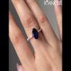 Rose Gold Oval Cut Blue Sapphire 925 Sterling Silver Engagement Ring - Joancee.com