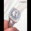 Cushion Cut White Sapphire 925 Sterling Silver Double Halo Engagement Ring - Joancee.com