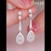 Pear Cut White Sapphire 925 Sterling Silver Halo Drop Earrings - Joancee.com