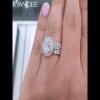Oval Cut White Sapphire 925 Sterling Silver Double Halo Bridal Sets - Joancee.com