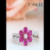 Pear Cut Pink Sapphire 925 Sterling Silver Flower Ring - Joancee.com