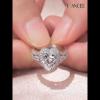 Joancee Heart Cut White Sapphire Split Shank Sterling Silver Halo Engagement Ring