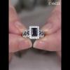 Princess Cut Blue Sapphire Sterling Silver Halo Engagement Ring