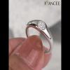 Round Cut White Sapphire Bezel Set Sterling Silver Engagement Ring - Joancee.com