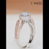 Round Cut White Sapphire 925 Sterling Silver Halo Two-Tone Engagement Ring - Joancee.com
