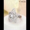 Round Cut White Sapphire 925 Sterling Silver Rose Hollow Ring - Joancee.com