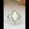 Vintage Oval Cut Opal 925 Sterling Silver Halo Engagement Ring - Joancee.com