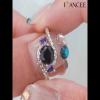 Round Cut Blue Sapphire 925 Sterling Silver 3-Stone Engagement Ring - Joancee.com