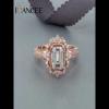 Joancee Rose Gold Emerald Cut White Sapphire Sterling 925 Silver Halo Engagement Ring