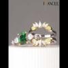 Cushion Cut Emerald Insert 925 Sterling Silver Enhanced Bridal Sets -Joancee.com