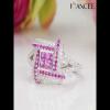 Princess Cut Pink Sapphire 925 Sterling Silver Halo Engagement Ring - Joancee.com