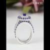 Round Cut Blue Sapphire 925 Sterling Silver Double Halo 3-Piece Bridal Sets - Joancee.com