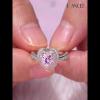 Joancee Lovely Heart Cut Pink Sapphire Sterling Silver Two-Tone Double Halo Engagement Ring