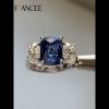 Cushion Cut Blue Sapphire Sterling Silver 3-Stone Engagement Ring