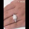 Joancee Emerald Cut White Sapphire Sterling Silver Halo Engagement Ring