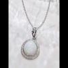 Vintage Round Opal Sterling Silver Halo Pendant Necklace - Joancee.com
