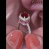 Cushion Cut Ruby 925 Sterling Silver Halo Engagement Ring - Joancee.com