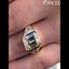 Yellow Gold Emerald Cut White Sapphire 925 Sterling Silver 3-Stone Engagement Ring - Joancee.com