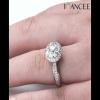 Joancee Vintage Princess Cut White Sapphire Sterling Silver Halo Engagement Ring