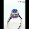 Round Cut Blue Sapphire 925 Sterling Silver Cluster Halo Engagement Ring - Joancee.com