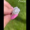 Emerald Cut White Sapphire Sterling Silver Halo Engagement Ring -Joancee.com