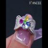 Pear Cut 925 Sterling Silver Multi-Color Flower Cocktail Ring - Joancee.com